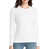 Slim Fitted Long Sleeve Shirts for Women Cotton Tee Tshirts Crewneck Undersrubs Plain Casual Undershirts Tops