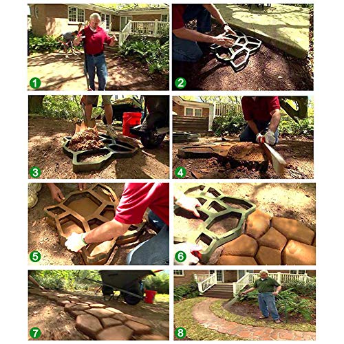 ADSRO Path Maker Mold, Reusable Concrete Stone Moulds DIY Path Maker Mold Paving Bricks for Yard Patio Garden Decorated Tool