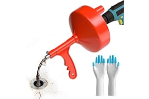 KINGLEV Drain Snake, 35ft Plumbing Snake With Drill Adapter,Heavy Duty Flexible Sink Drum Auger and Drain unblocking Snake, Manual Or Powered With Work Gloves and Storage Bag-Not Auto Retract or Feed