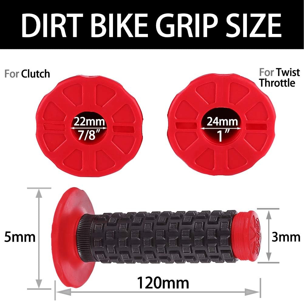 Motorcycle Grips 7/8" Dirt Bike Grip Pillow Top Grips Rubber Anti-slip Universal Handlebar Racing Grip for Motocross ATV CR80R CR85 CRF150R CR125R CR250R CRF450R CRF150F CRF230F CRF450F Red: Automotive