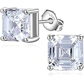 925 Sterling Silver 2-4 Carat Lab Simulation-Diamond Stud Earrings 5A Cubic Zirconia Stud Earrings Hypoallergenic White Gold Plated, Perfect Jewelry Gifts