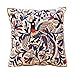 Embroidered Decorative Throw Pillows Cover 18x18 Boho Farmhouse Square Pillow Case for Couch Sofa Bed, Plant Floral Patterns Home Decor Pillows Cover, Embroidery Pattern Fall Pillow Cover
