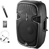 Pyle 10" Compact Portable PA System Battery Powered 600-Watt Peak Power Active Speaker with Bluetooth, SD Slot, USB, MP3, XLR, 1/4", 3.5mm Input (PPHP109WMU)