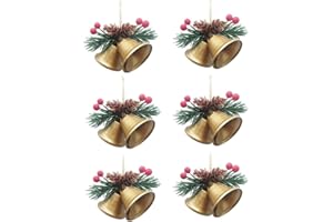 Zsail Christmas Bells Ornaments 6 Pcs Gold Bells Pendants Craft Bells for Christmas Decoration