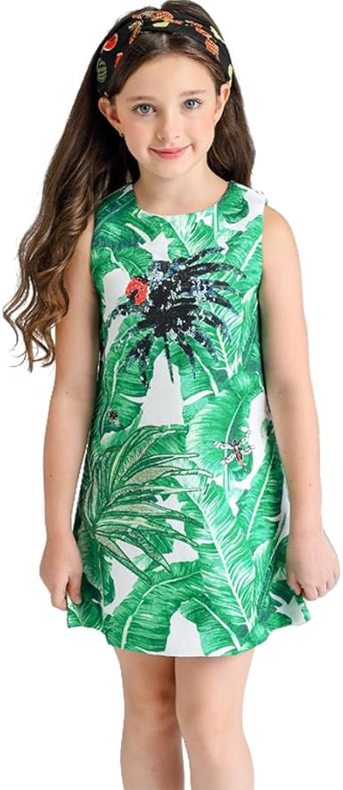 girls green floral dress