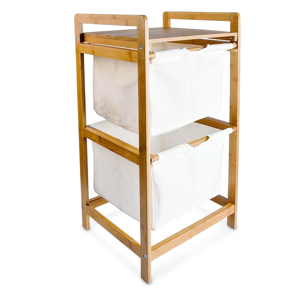 Relaxdays Laundry Storage Bin Bamboo with 2 Drawers 37 x 33 x