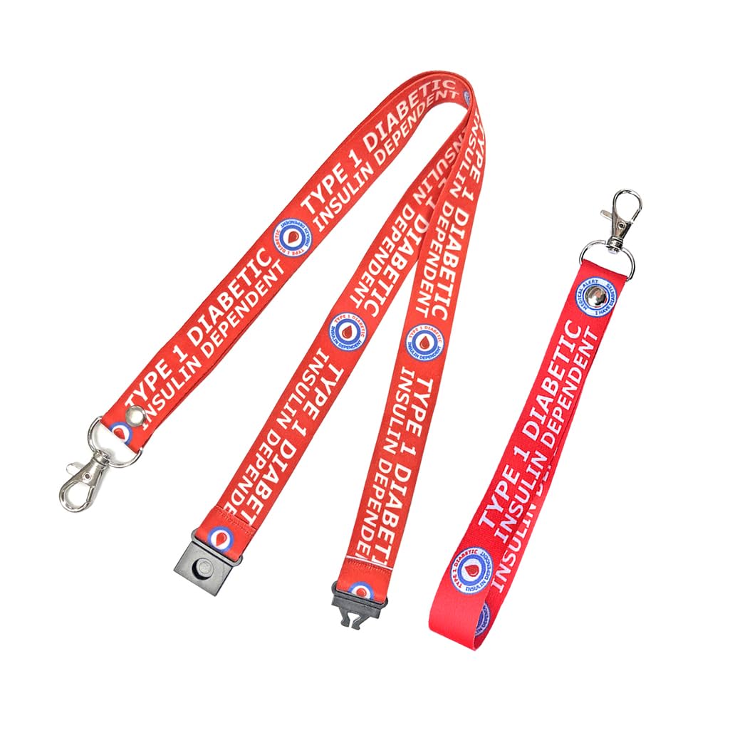 PAPER PLANE LONDON Type 1 Diabetic printed Lanyard Key tag SET - Diabetes Medical Alert insulin Dependent