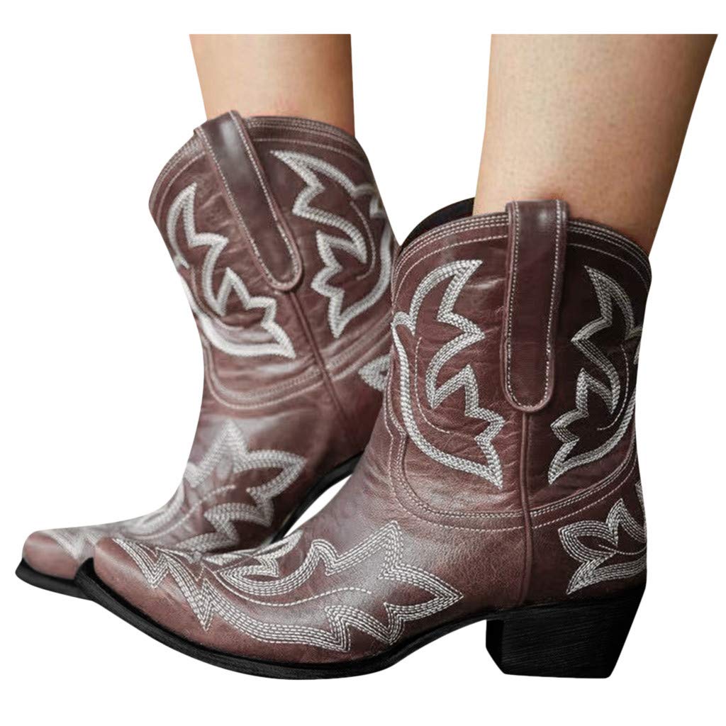 Hbeylia Cowboy Boots For Women Vintage Embroidery