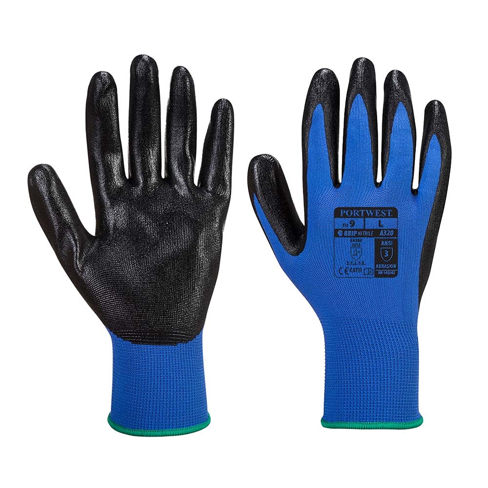 Portwest A320 ANSI Nitrile Foam Dexti-Grip Glove Blue, Small