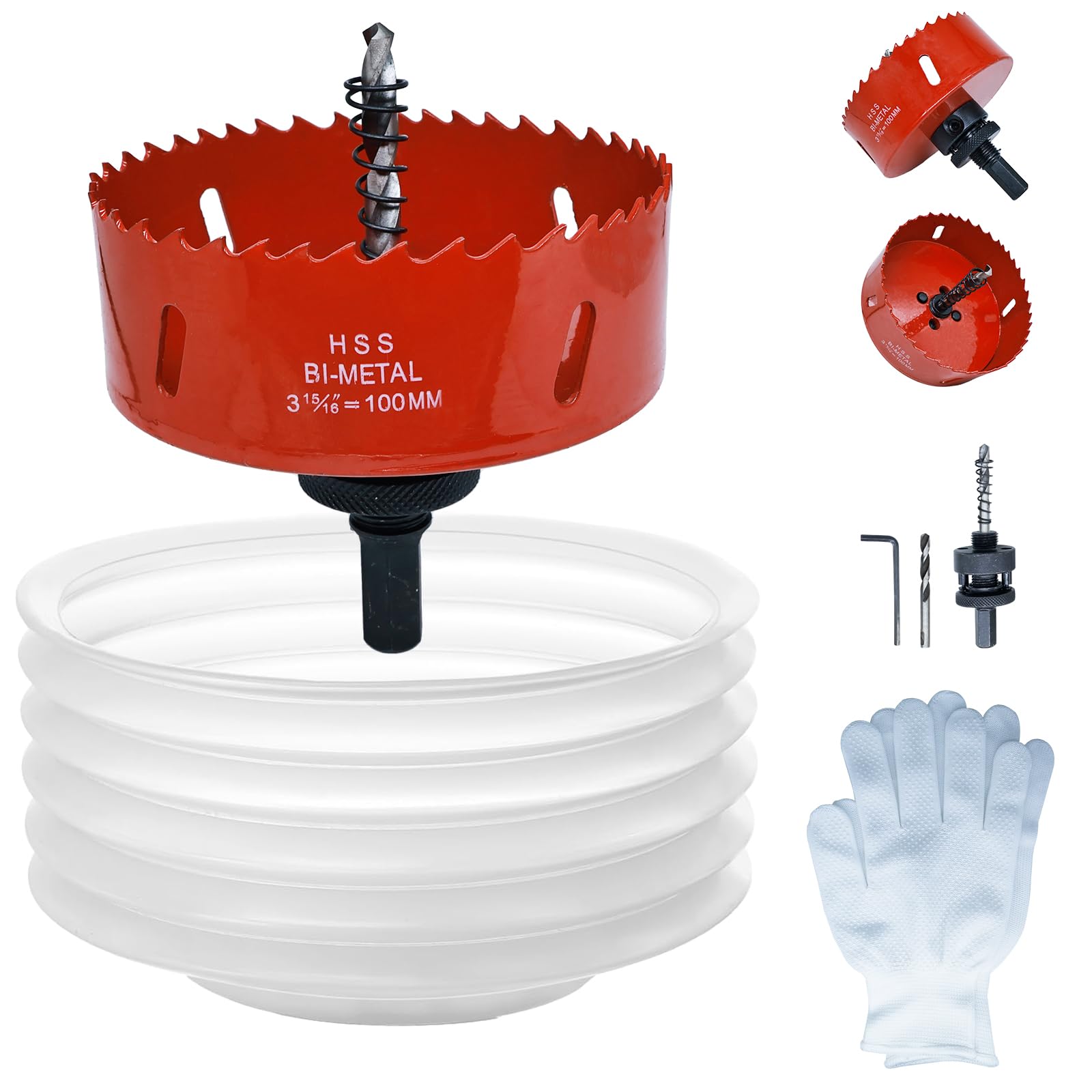 Photo 1 of 4 Hole Saw for Recessed Lights, 4Inch Hole Cutter with Dust Bowl Catcher for Led Recessed Lighting 4 Inch and Wood Metal Drywall, Bi-Metal Construction