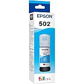 EPSON 502 EcoTank Ink Ultra-high Capacity Bottle Cyan Works with ET-2750, 2760, 2850, 3750, 3760, 3850, 4850, and other select models