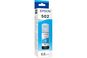 EPSON 502 EcoTank Ink Ultra-high Capacity Bottle Cyan Works with ET-2750, ET-2760, ET-2850, ET-3750, ET-3760, ET-3850, ET-4850, and other select EcoTank models