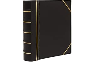 KLEER VU Executive Binder – Leather Binder with 1.5" D-Rings, Hand Stitching with Ribbed Spine, Holds 350 8.5x11 inch Sheets – Binders Organizer for School, Library, Home, Law Firm (Black & Gold)