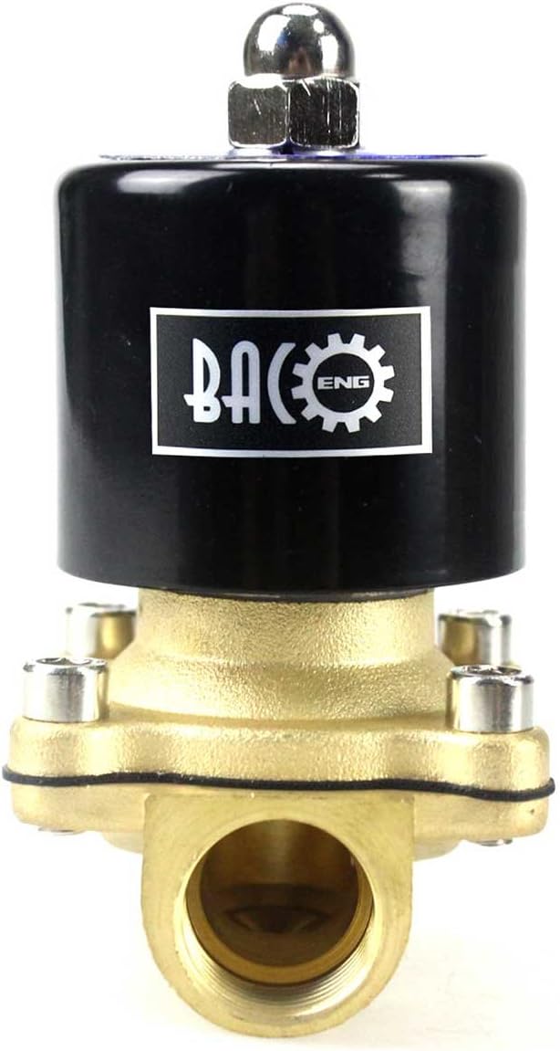 BACOENG 1/2" BSP AC220V Brass Electric Solenoid Valve N/C for Air Water Oil, 1/2" Brass - Image 3