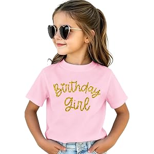 MULOIUDZ Birthday Girl Shirts Kid Toddler Girl Bday Outfit | Heart Birthday T-Shirt, Short Sleeve B-day Tees, Birthday Outfit