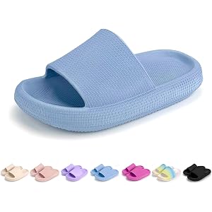 Kids Cloud Slides for Girl Boy，Non Slip Shower Sandals，Pool Pillow Slippers | Soft，Lightweight Quick Drying EVA，Bathroom Summ