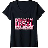 Womens Legally An Adult Technically Funny Teen Gifts 18th Birthday V-Neck T-Shirt