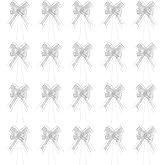 PATIKIL Large Gift Bow 28x8 Inch, 20 Pack Pull Bows for Gift Wrapping Present Wedding Valentine's Day Christmas Basket Decoration, Silver White