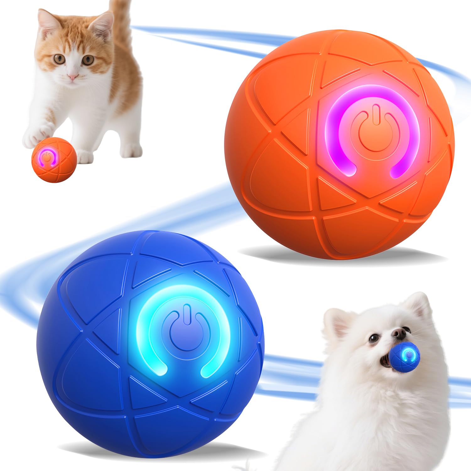 Photo 1 of 2 PCS Interactive Dog Ball, [2026 Newly Upgraded] Automatic Moving & Bouncing Dog Toy to Keep Them Busy,Pet Vibrating Ball for Dogs/Cats, Durable Pet Balls for Small&Medium Dogs(Blue & Orange)
