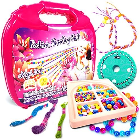 Toys World Shop Jewelry Making Kit Fashion Studio Set - Make Your Own Bead Necklace, Bracelet &amp; Jewelry Kits - Beading Station with Design Storage Case - DIY Arts and Crafts for Girls