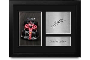 HWC Trading Charles Leclerc Formula 1 Framed Gifts Printed Signed Autograph Picture for F1 Formula 1 Racing Fans - US Letter 
