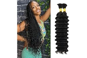 Datanala Human Braiding Hair 18Inch Deep Wave Human Hair Bulk for Braiding 2Bundles/100g Brazilian 100% Unprocessed Virgin We