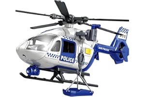 GAGINAN Police Toys Helicopter 15-in Airplane Toys for Kids with Hanging Basket Sounds and Lights for Boys Ages 3 4 5 6 7