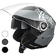 Westt Open Face Helmets with Dual Sun Visor– Motorcycle Helmet for Men and Women 3/4 Helmets DOT Approved for Scooter Motorbike Street Jet Series