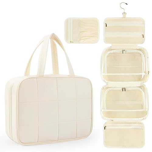 Lanynne Hanging Travel Toiletry Bag for Women Travel Toiletry Bag with Makeup Organizer PVC Waterproof Travel Essentials Packing Organizers with Hanging Hook