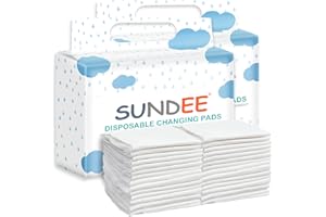 SUNDEE Baby Disposable Changing Pad, 50 Pack Soft Non-Woven Fabric Breathable Waterproof Underpads, Portable Leak-Proof Mattress Protector, Incontinence Bed Pads