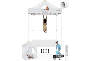 HOTEEL 6.6x6.6 Heavy Duty Pop Up Canopy Tent for Parties Event Wedding Commercial Instant Canopy with Carry Bag, Party Tent Waterproof UV 50+, Upgraded Thick Hexagonal Legs,White