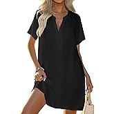 Halife Women's Swimsuit Cover Up Shirt V Neck Short Sleeve Bathing Suit Coverups Summer Beach Cover Ups