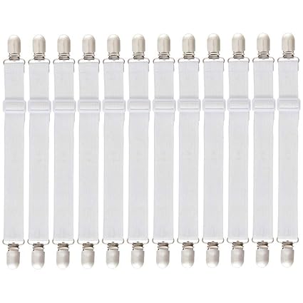 HUVE Verstellbare Betttuchspanner, Elastische Bettlakenspanner, Spannbettlakenhalter, Lakenspanner mit Metallclips für Bettla