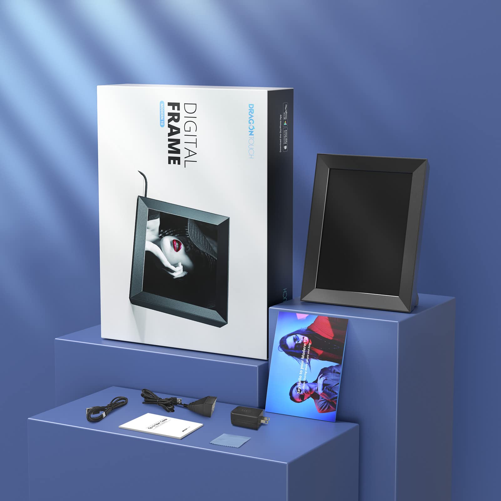 Dragon Touch 10 Inch WiFi Digital Picture Frame, 2K Auto-Rotate Touch Screen Built-in Rechargeable Battery,Digital Photo Frame, Share Photos via App, Email, Cloud in a Minute