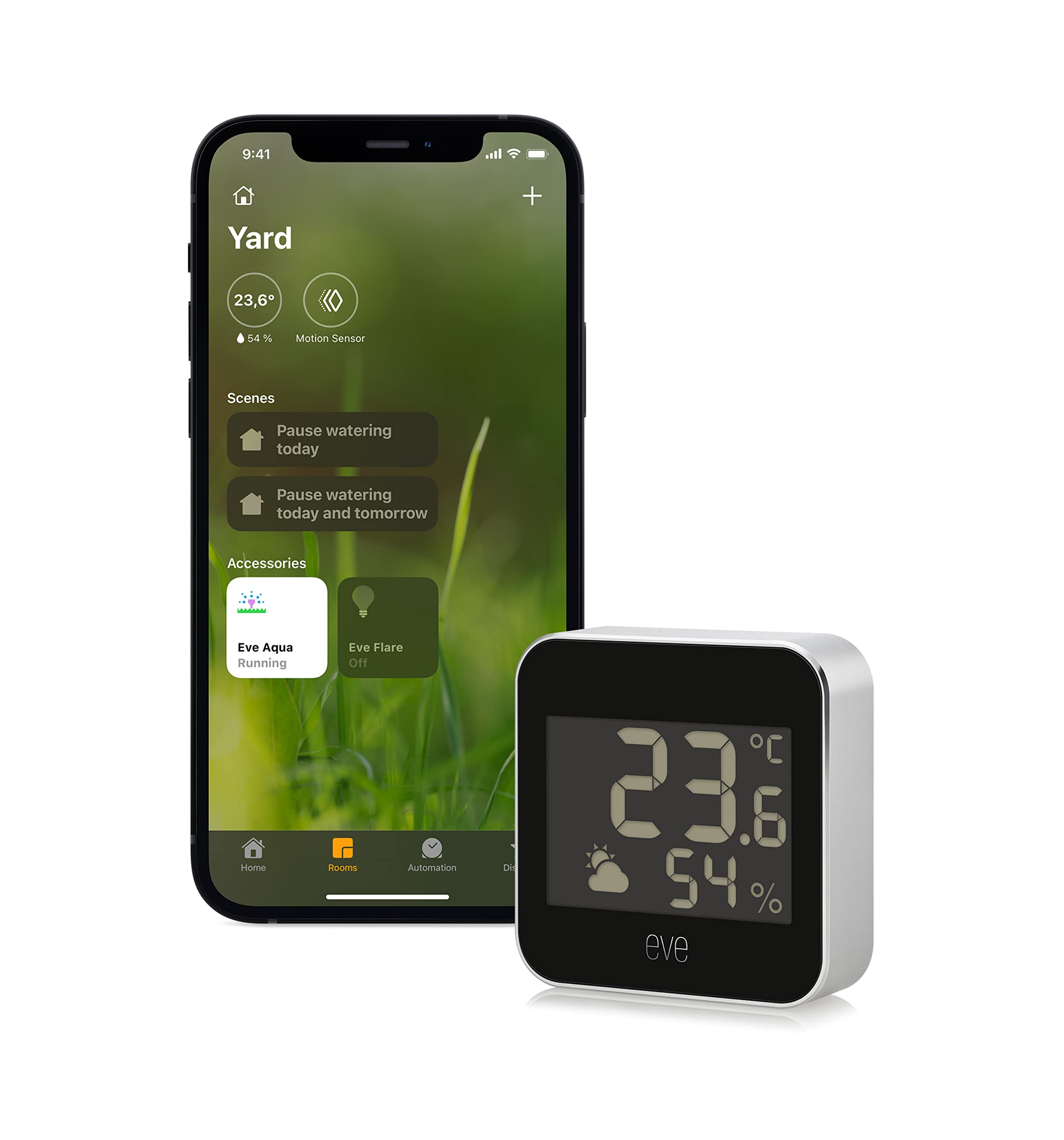 Eve Weather (Apple Home) - Connected Weather Station for tracking temperature, humidity & barometric pressure, weather trend, IPX3 water resistance, display, Bluetooth, Thread