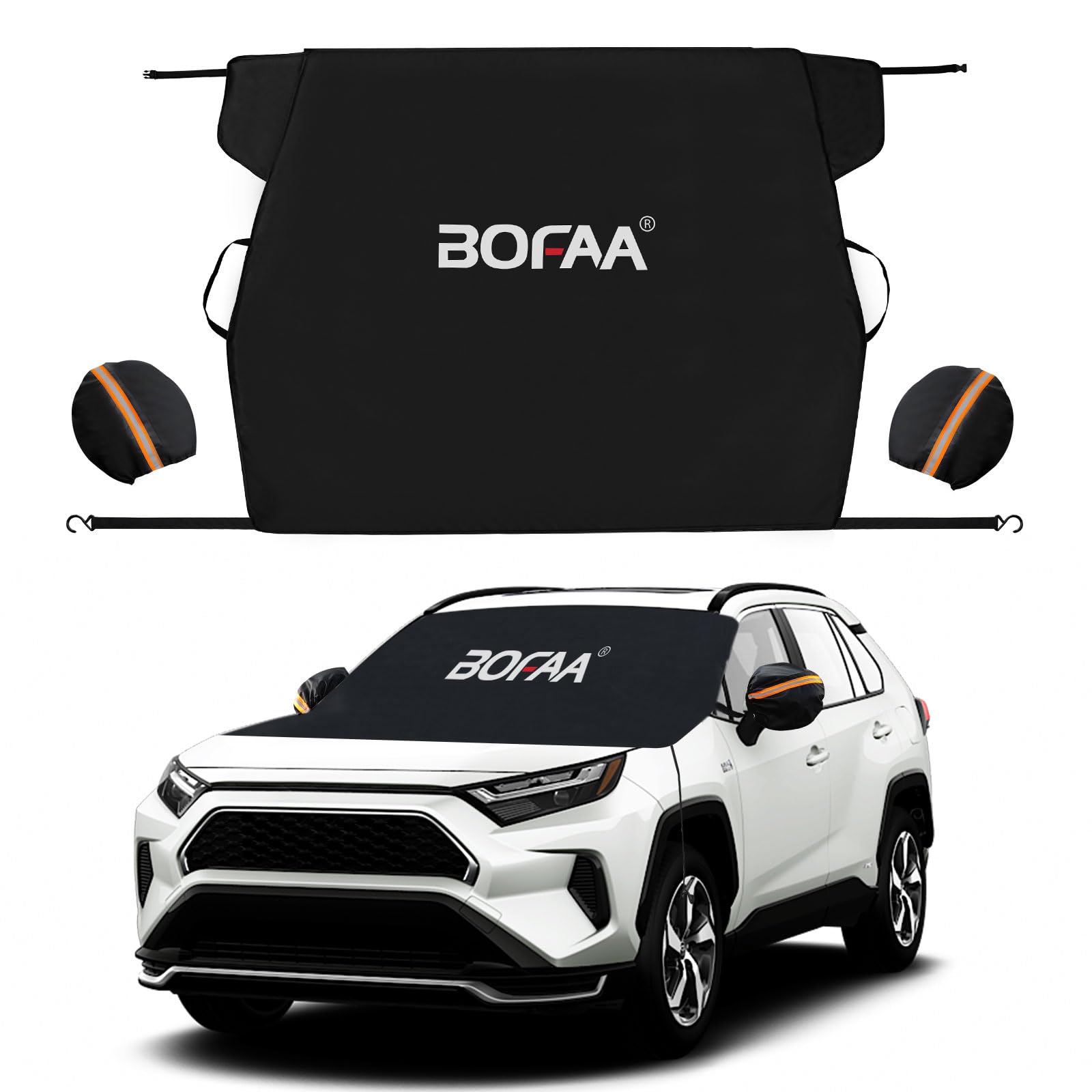 BOFAA Windshield Cover for Snow and Ice, Universal Car Windshield Snow Cover for Winter, Winter Windshield Cover for SUV Truck Van Car Sedan, Car Snow Cover for Windshield, Easy to Use & Store