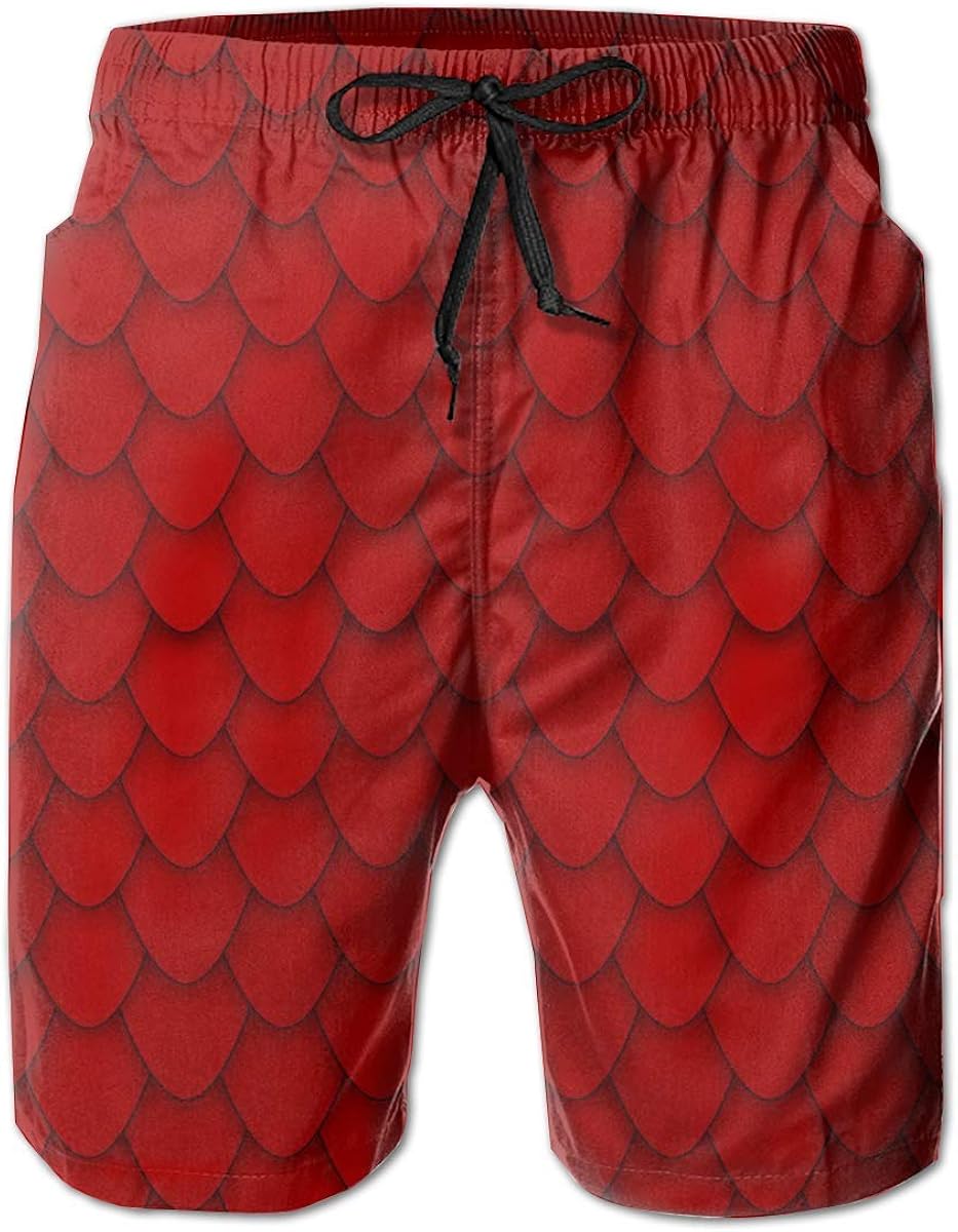 Red Dragon Scales Leisure Sport Fitness QuickDrying Men's Shorts Beach Shorts Swim Trunks Run