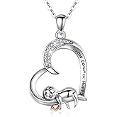 INFUSEU Sterling Silver Heart Dog Necklaces for Women Girls Pet Lover Gifts, 18" Chain