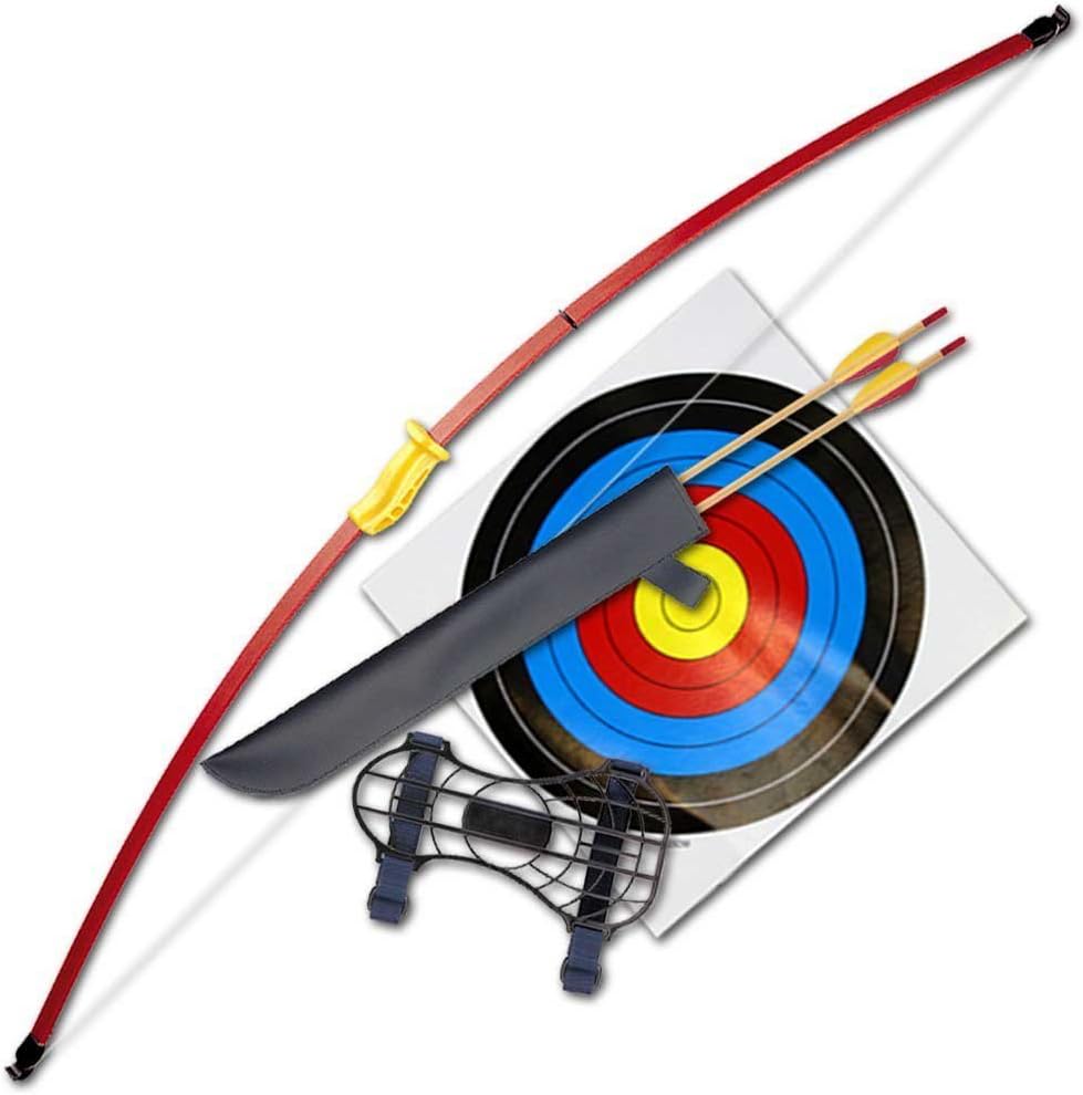 RED RECURVE JUNIOR YOUTH BOW SET/ LONGBOW KIT - 44" - 6X ARROW &ACCS