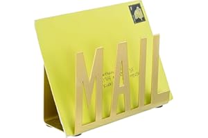 MyGift Modern Metal Desktop Mail Holder, Office Desk Letter Sorter Organizer with MAIL Cutout Design, Gold