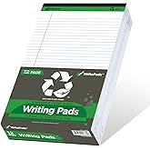 KAISA White Legal Pads Writing Pads 600 Sheets Recycled Paper, 8.5"x14" Wide Ruled Lined Paper Perforated 50 sheets Hard Back Notepads Large Legal Pad Writing Tablet For Office Supplies (White 12pads)