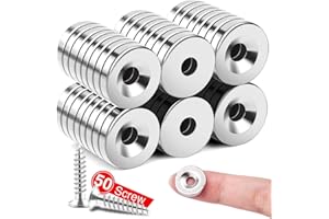 MIKEDE 50Pcs Magnets, Strong Neodymium Magnets Small Round Magnet with Hole, Heavy Duty Rare Earth Magnet Disc Countersunk Ho