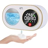AETTL Touchless Automatic Foaming Hand Soap Dispenser Wall Mount,Kitchen Bathroom,Modern Smart Home,USB Type-C Rechargeable,Long Battery Life,Time and Temperature Display,5-Level Adjustable,10.8 oz