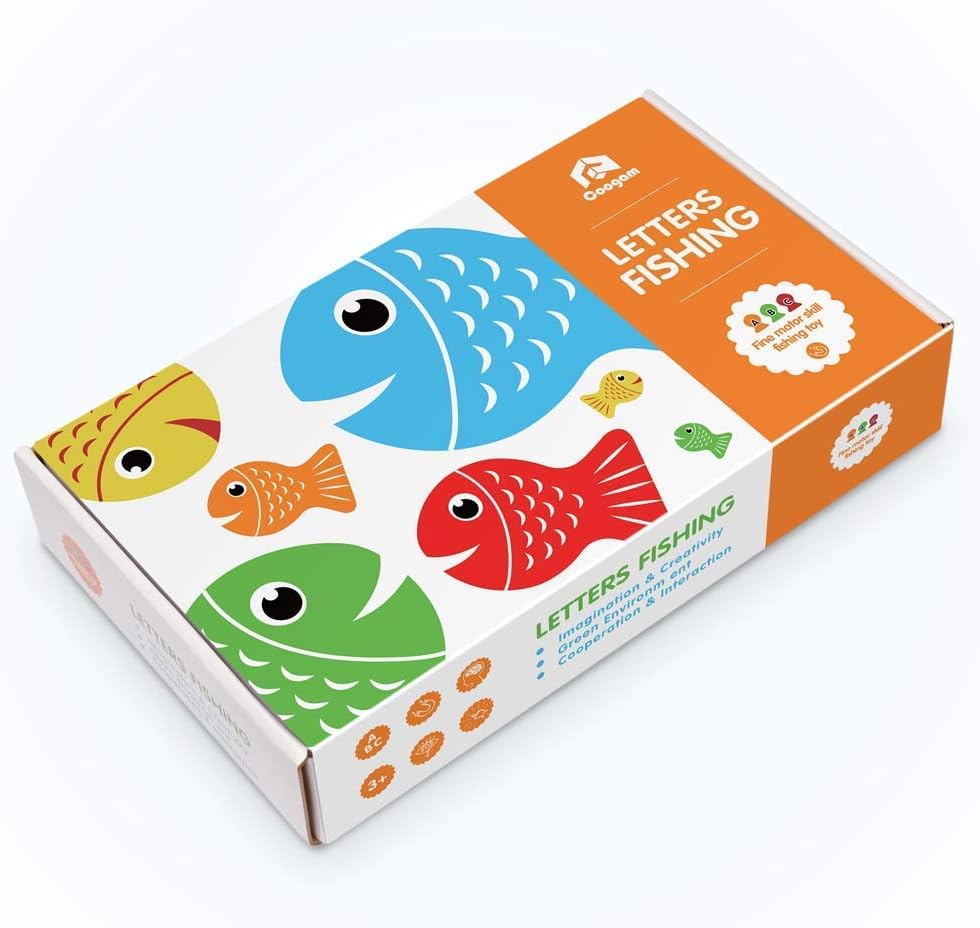 Coogam Wooden Magnetic Fishing Game, Fine Motor Skill Toy ABC Alphabet Color Sorting Puzzle, Montessori Letters Cognition Preschool Gift for Years Old Toddler Kid Early Learning with 2 Pole: Furniture & Decor