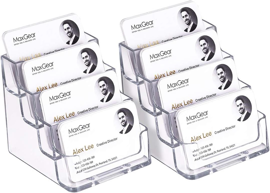 MaxGear (3 Set) Acrylic Business Card Holder Clear Business Card Display Business
