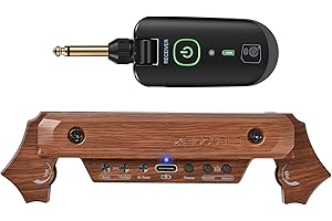 SUNYIN Wireless Acoustic Guitar Pickup Rechargable Magnetic And Microphone Soundhole Pickup For Acoustic Guitar Build-In Volume Control(Wood Grain)