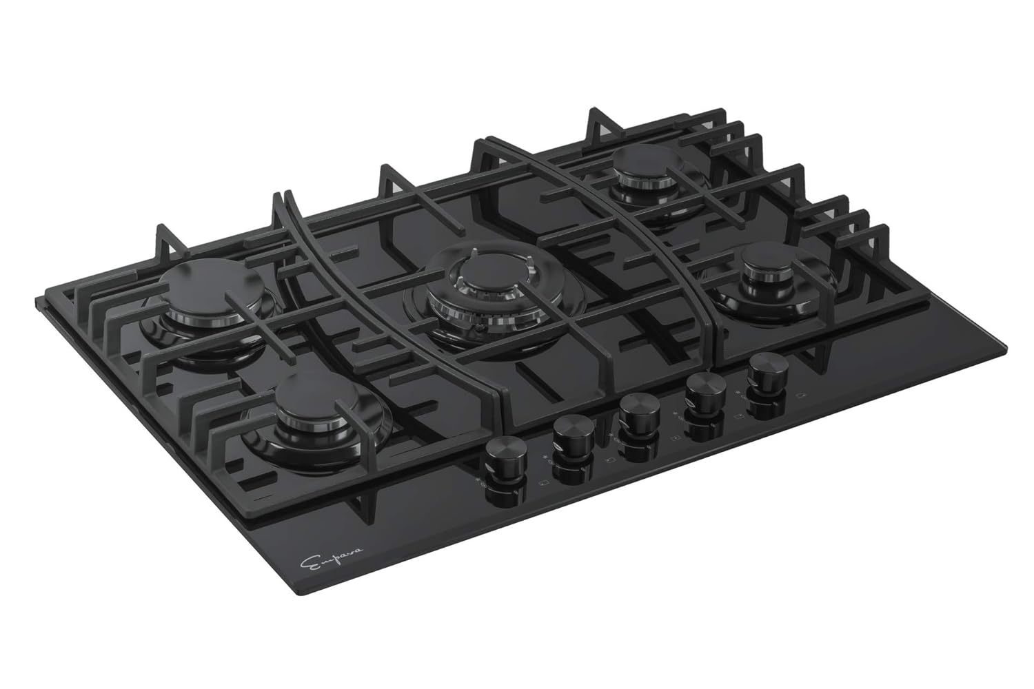 Empava 30 Black Tempered Glass 5 Italy Sabaf Burners Stove Top Gas