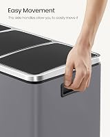 SONGMICS Kitchen Bin 3 x 18 L Recycling Bin 3 Compartments Matte Grey LTB054G01 view 7