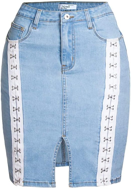 slimming denim skirt