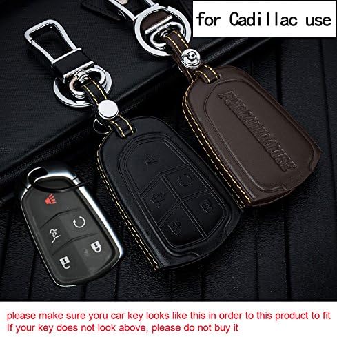 Leather Car Remote Key Holder Case Cover For CADILLAC XT 5 ATS CT6 XTS SRX Escalade GTS black coffee 5 Button (coffee)